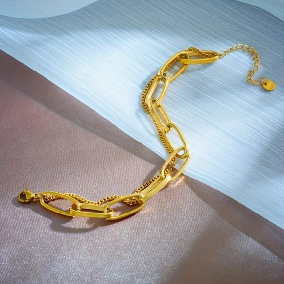 18k gold plated stainless steel chain link bracelet - Picture 4 of 7